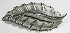 VTG BIG LARGE textured silver tone mtl Open WORK LEAF Brooch pin COSTUME JEWELRY