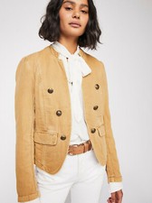 NEW FREE PEOPLE 148 TAN JAGGER MILITARY BLAZER JACKET SZ S SMALL
