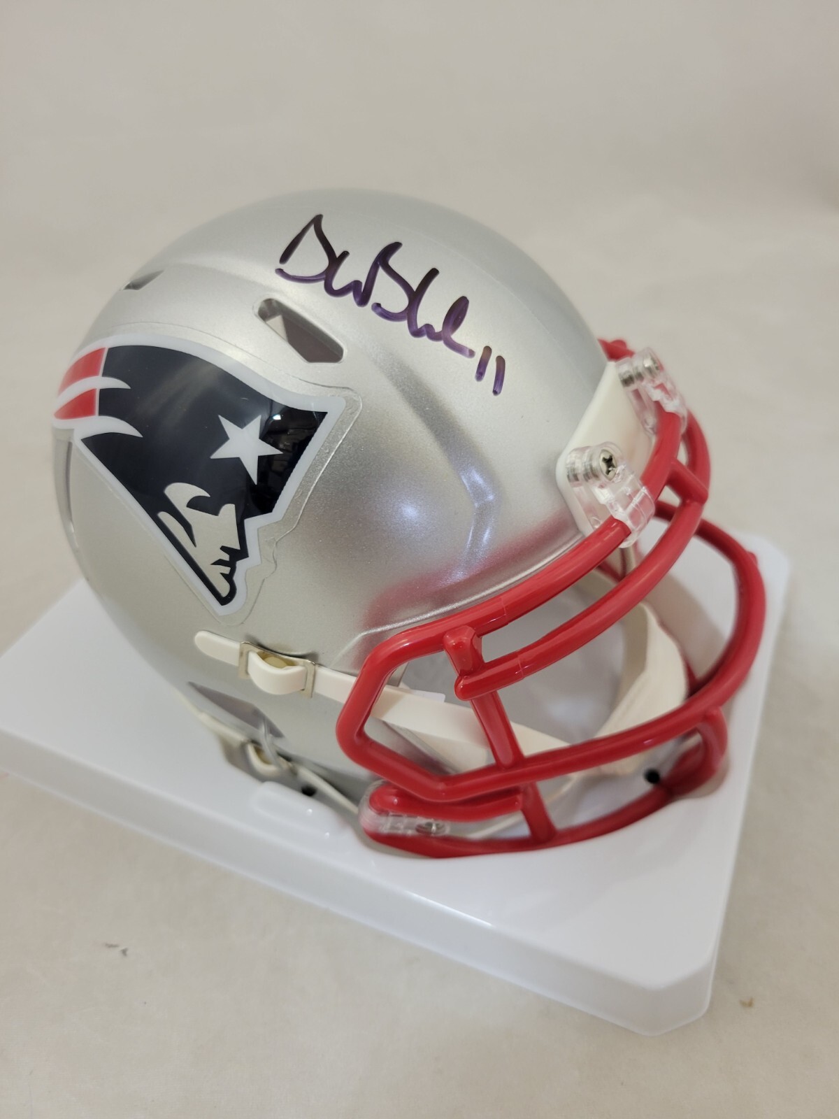 Drew Bledsoe Autographed Signed New England Patriots SPEED MINI HELMET BECKETT 