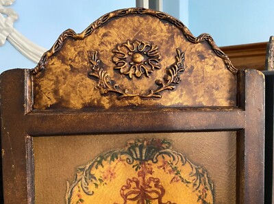 Antique Folding Wooden Separate Screen Painted with Bucolic Scenes