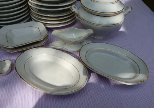 Antique Miniature Dinner Set Service Childs Gilt Trim Porcelain 33 pieces - Picture 5 of 24