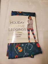 Holiday Green Fleece Lined Footless Stretchy Leggings Women's Size S/M