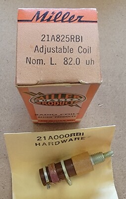J.W.Miller 21A825RBI  82.0-100.0uh Adjustable Coil * NEW IN PACKAGE *