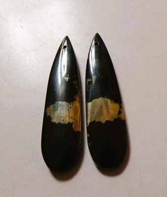 #ad 45.40 Cts Natural Apache Gold Drilled Cabochon Match Pair Gemstone 47X12MM 99 $7.22