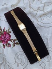 Vintage Rotary Gold Plate Square Face Mesh Strap Womens Watch - Untested
