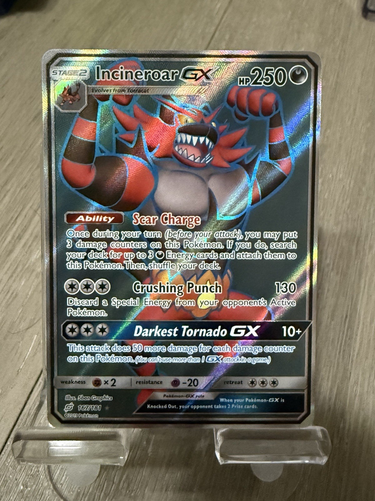 ⭐️Pack Fresh⭐️ Incineroar GX (Full Art) 167/181 Sm-Team Up Holo