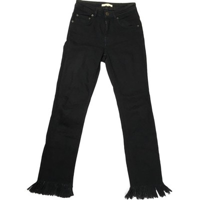 Maje Panako Skinny Jeans Ankle Frayed Hem Black Denim Women's Raw Hem High Rise