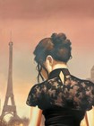Oil Painting 24x36" Realistic girl looking at Eiffel Tower Paris, France, night — photo 7