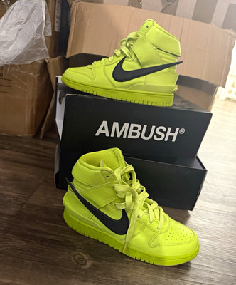 Nike Dunk High x AMBUSH Flash Lime/Black Leather High Top Sneaker CU7544-300