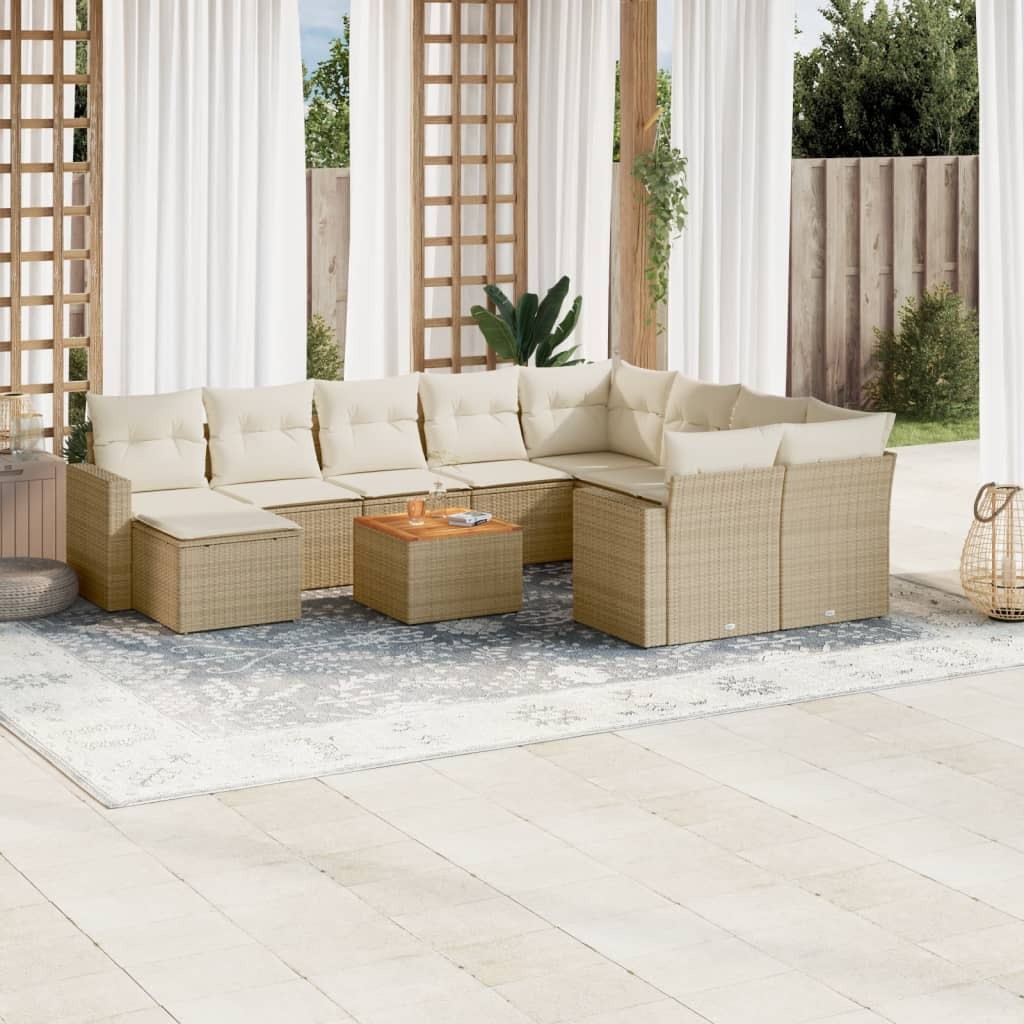 Garden Sofa Set Beige PE rattan Large Modular Garden Sofa Set