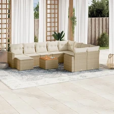 Garden Sofa Set Beige PE rattan Large Modular Garden Sofa Set