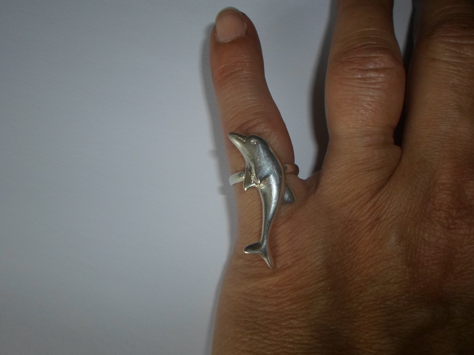 solid silver ring, bottlenose dolphin, size 52 - image 5