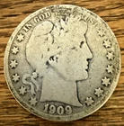 1909-S Barber Half Dollar Average Circ 90% Silver *9176