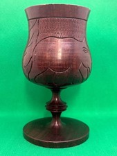 Hand-Carved Wood Goblets Set of 4