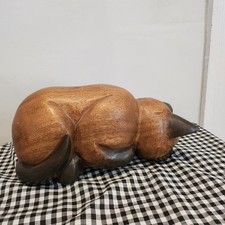 Large Vintage Wooden cat Carved Ornament
