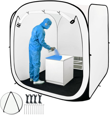 Pop up Paint Booth 6X6X6Ft Heavier Portable Spray Tent with Black Floor, Mesh Do