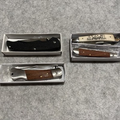 Lot Of 4 RMEF Pocket Knives 3 Browning All Mint In Boxes