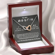To My Bestie - Heart to Heart - Interlocked Heart Necklace