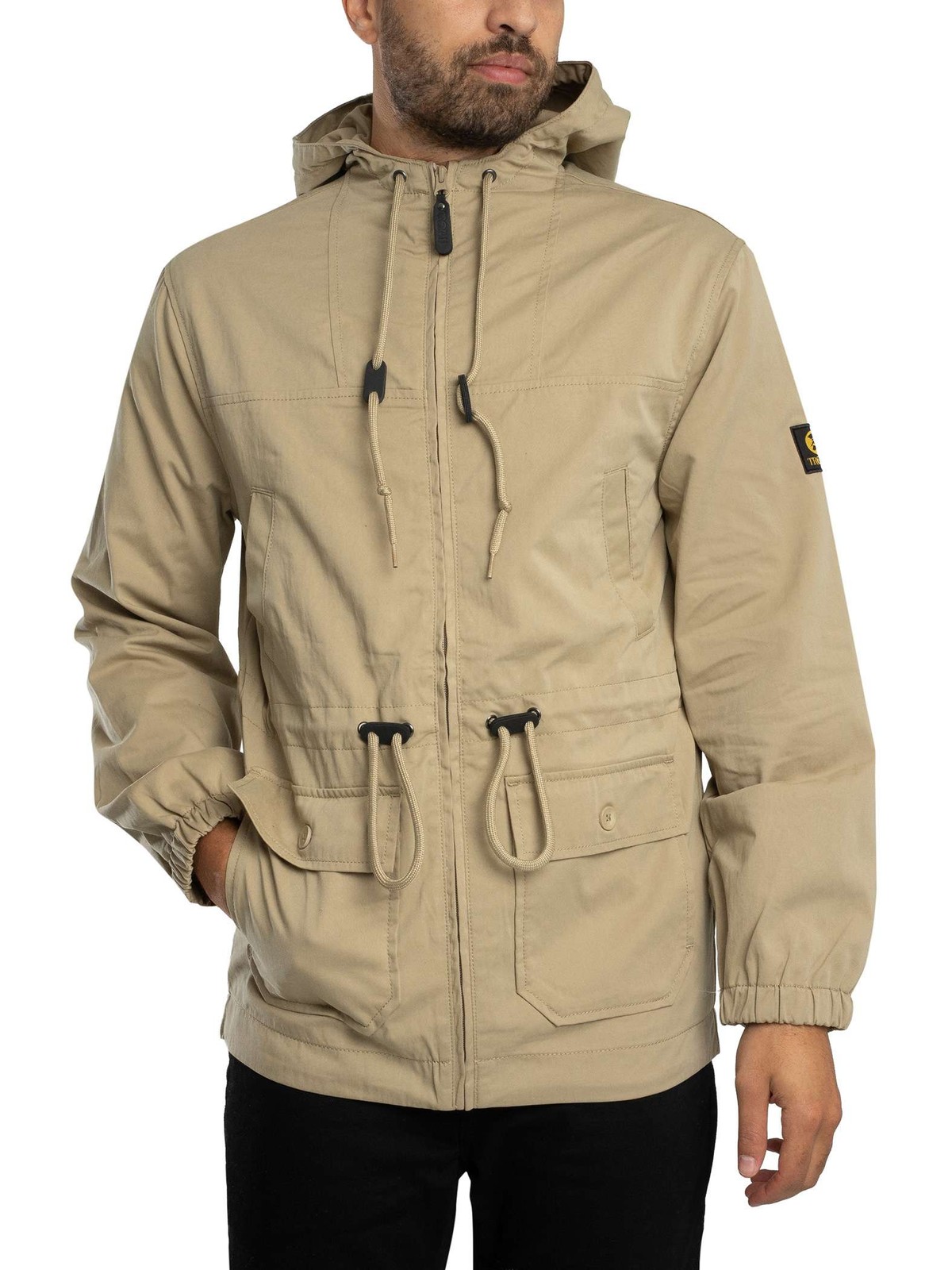 Trojan Men's Twill Badged Parka Jacket, Beige