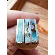 Vintage Sterling Silver 925 Ring Abalone Mother of Pearl Inlay Size 8