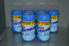  6 Mentos Pure Fresh Sugar-Free Chewing Gum, Fresh Mint, 100 Piece Each, 07/27