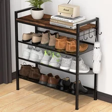 Refrze Shoe Rack for Front Door Entrance, 4 Tier Height-Adjustable Metal Shoe...