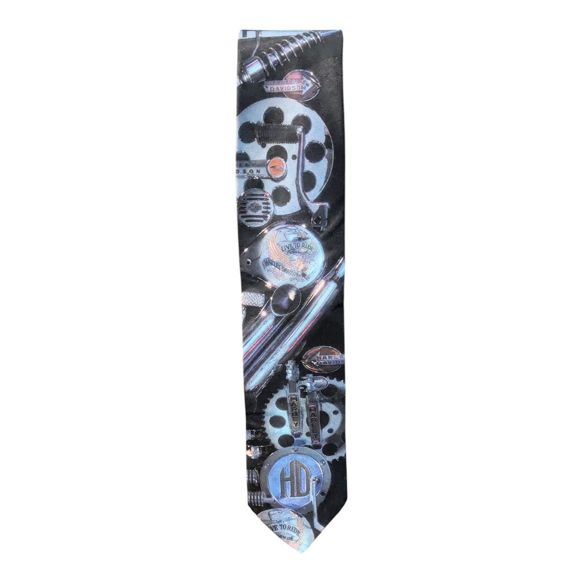 Harley-Davidson Harley Parts Graphic Design Necktie Vintage 1994 USA Made View 3