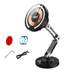 15W Fast Charging Magnetic Car Phone Holder Mount for iPhone Samsung Galaxy