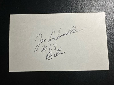 (B) JOE DELAMIELLEURE BUFFALO BILLS GUARD HOF SIGNED AUTOGRAPH INDEX CARD 3X5