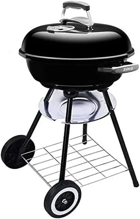 17 Inches Charcoal BBQ Grill, Outdoor Barbecue Portable Kettle Coal with Wheels