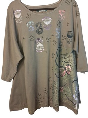 BLUE FISH Cafe Tee Strawberries & Flowers Shirt Organic Cotton $318 NWOT Sz 2