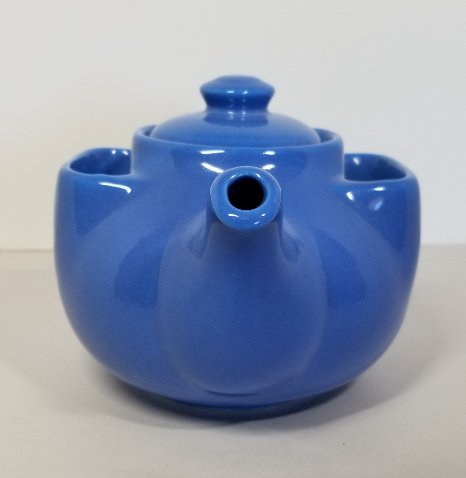 Vintage Hall China Company T-Ball Teapot Blue Made for Bacharach #3274