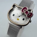 Hello Kitty Sanrio Quartz Watch Women Silver Mesh Band Japan Analog New Battery