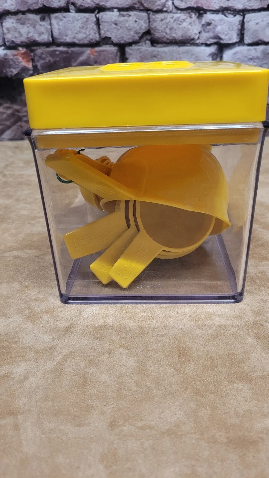 dansk gourmet designs yellow container measuring cups spoons Vintage