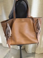 Superbe Sac Cabas Cuir Marron Frange Loxwood Tbe Authentique 