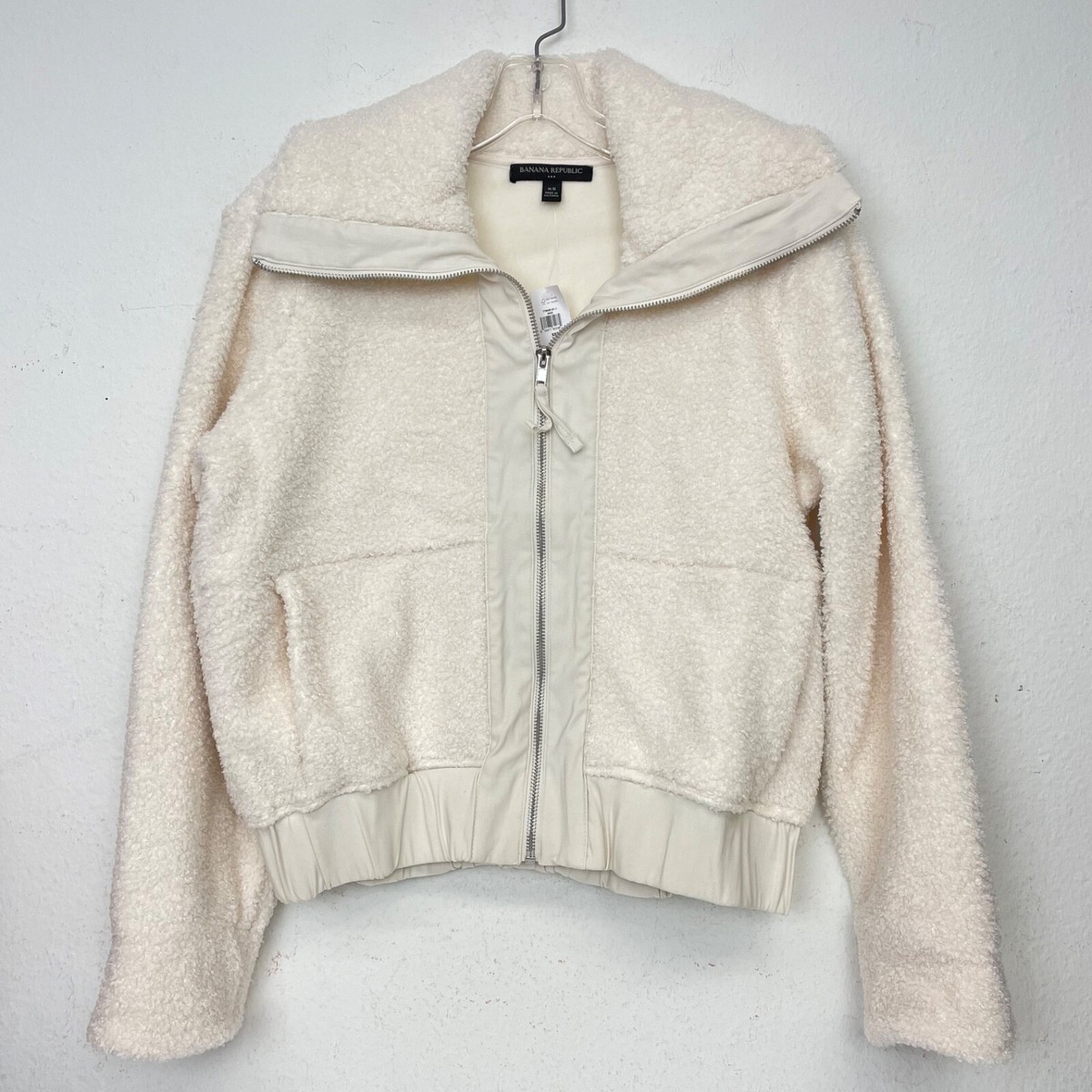 New with Tags Banana Republic Sherpa Bomber Jacket Off White Size