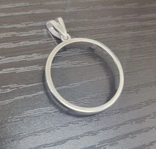 Sterling Silver Bezel 24 mm Quater Dollar Coin Prong Back Round Edge 25 Cent