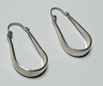 Boucle D'oreille Vintage Ancienne En Métal Argenté - Occasion - Bijou Rétro