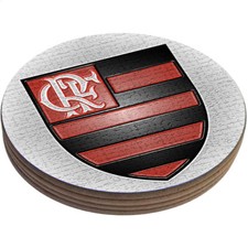 Juego de cuatro posavasos redondos de madera brillantes Brasil Brasil Brasil Fútbol Liga