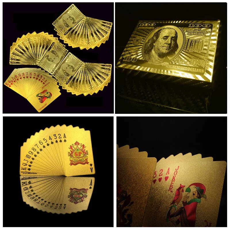 2 Decks Luxury 24K Gold Foil Poker Playing Cards Waterproof Plastic Set Gift - Image 3 of 4