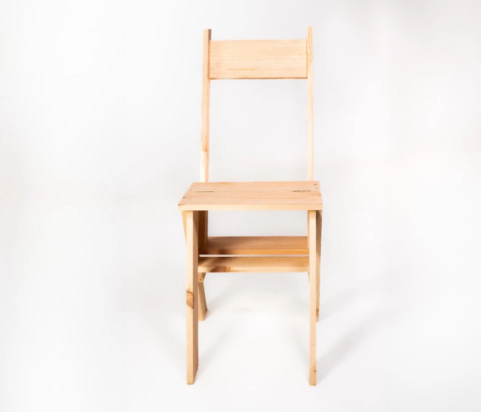 Silla de Madera para Patio, Pino Natural - Cuero para Patio, Hecho a Mano, Origen UA Foto 3 de 4