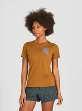 Janji Womens Runterra Bio Tee Graphic Tee in Brown Size Small NWT MSRP $54