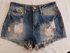 YMI High Rise Distressed Denim Jean Shorts Cut Off Size 3 New