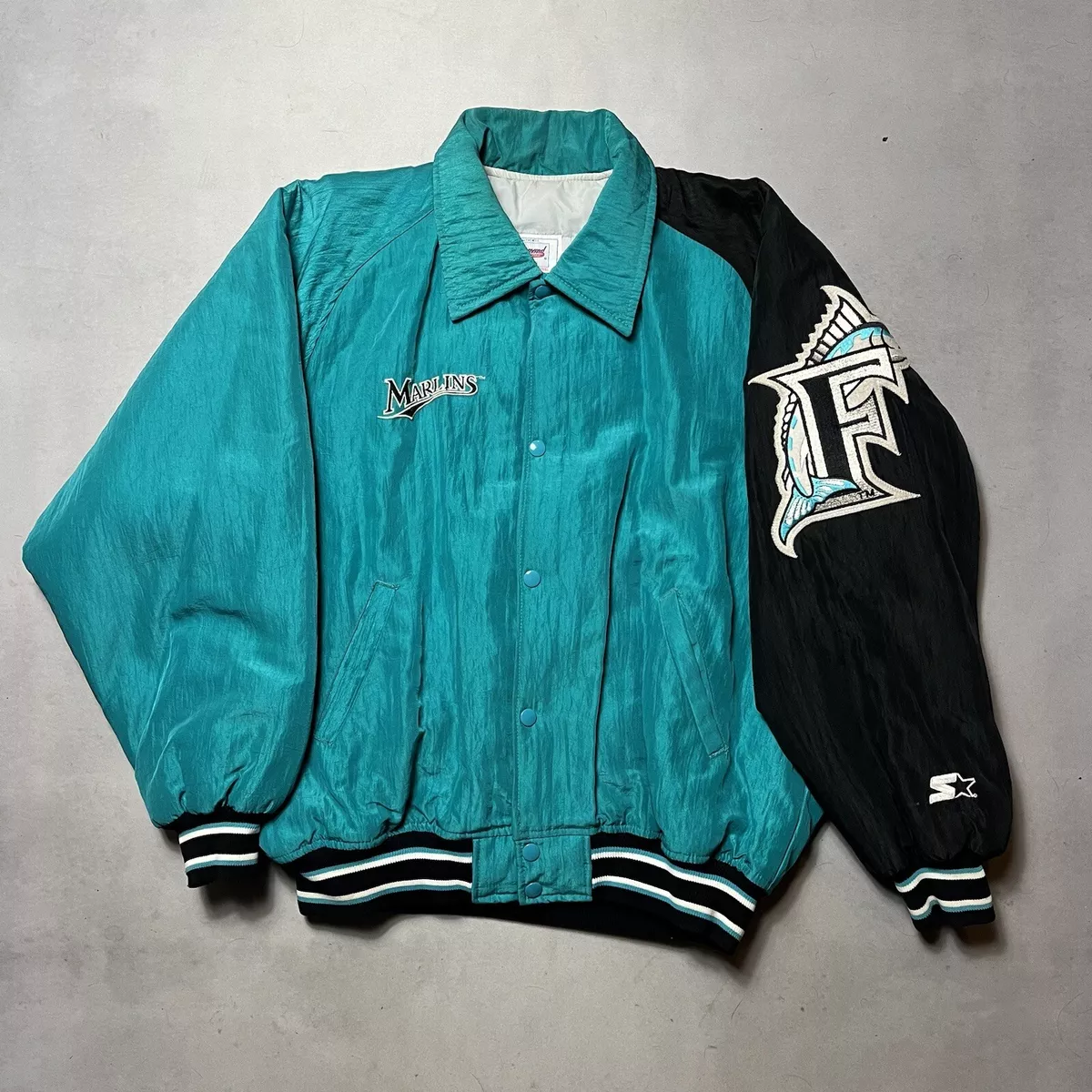 Vintage 90s STARTER Diamond Collection MLB Florida MARLINS Puffer Jacket L  | eBay