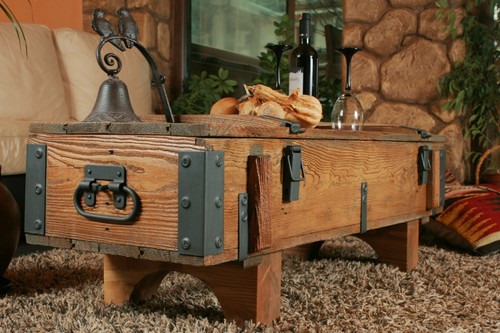 Truhe Couchtisch Holz massiv Wohnzimmertisch Truhentisch Kiste Vintage 105 cm - Bild 9 von 9