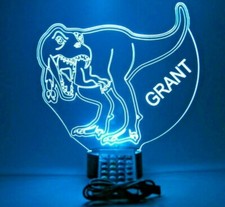 Dinosaur Name Night Light Rex LED Lamp Personalized Kids Room  Remote 16 Colors
