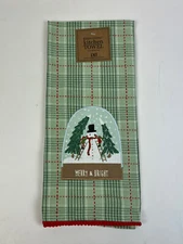 Design Imports DII Snowman Snow Globe Christmas Holiday Plaid Kitchen Dishtowel