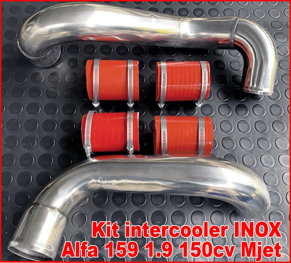 HOUSE TUNING TUBI KIT INOX INTERCOOLER ALFA 159 1.9 jdtm 150 hp MANICOTTI SILICONICI RED T21