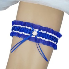 Something Blue Wedding Garter Bridal Leg Garter One Piece Royal Blue and White