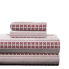 Pointehaven 180 GSM 100 Cotton Flannel Sheet Set - Cal King, Isle Flake Red